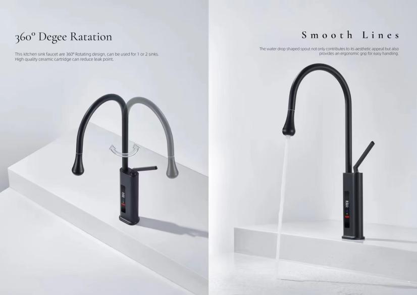 Single Hole Pull-Out Kitchen Faucet with Digital Display